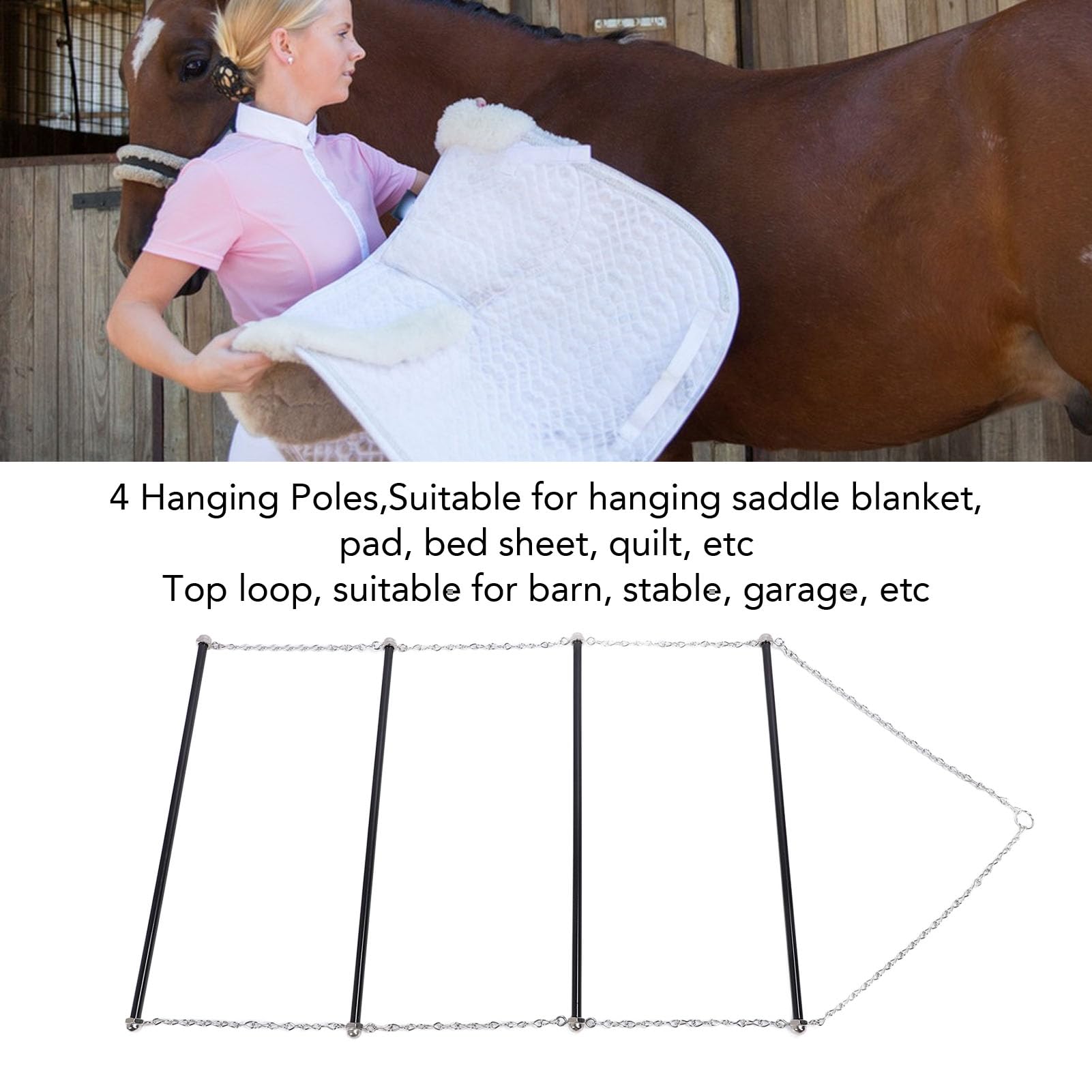 Luocute Horse Blanket Rack, Adjustable Saddle Pad Organizer, 4 Layer Hanging Storage - Image 3
