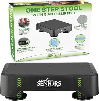 Small Step Stools for Adults - Black Small Mobility Aid for Seniors - Portable Heavy Duty Plastic Stepping Platform & Bed Steps for High Beds for Adults - Assist Device Kitchen Bathroom Toilet - Kids