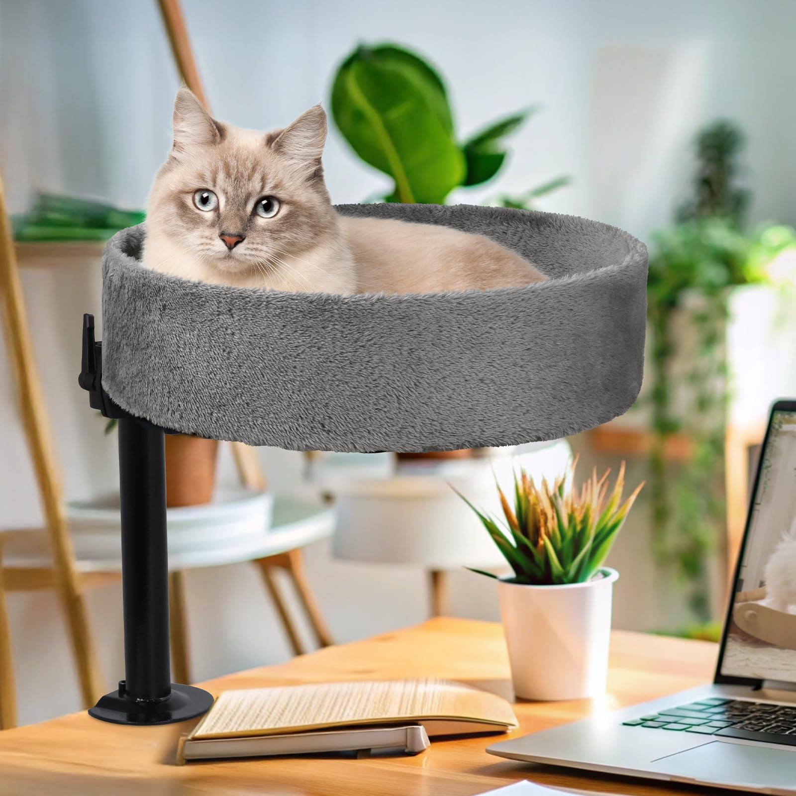 Lit pour chat rotatif à 360° et réglable en hauteur XL