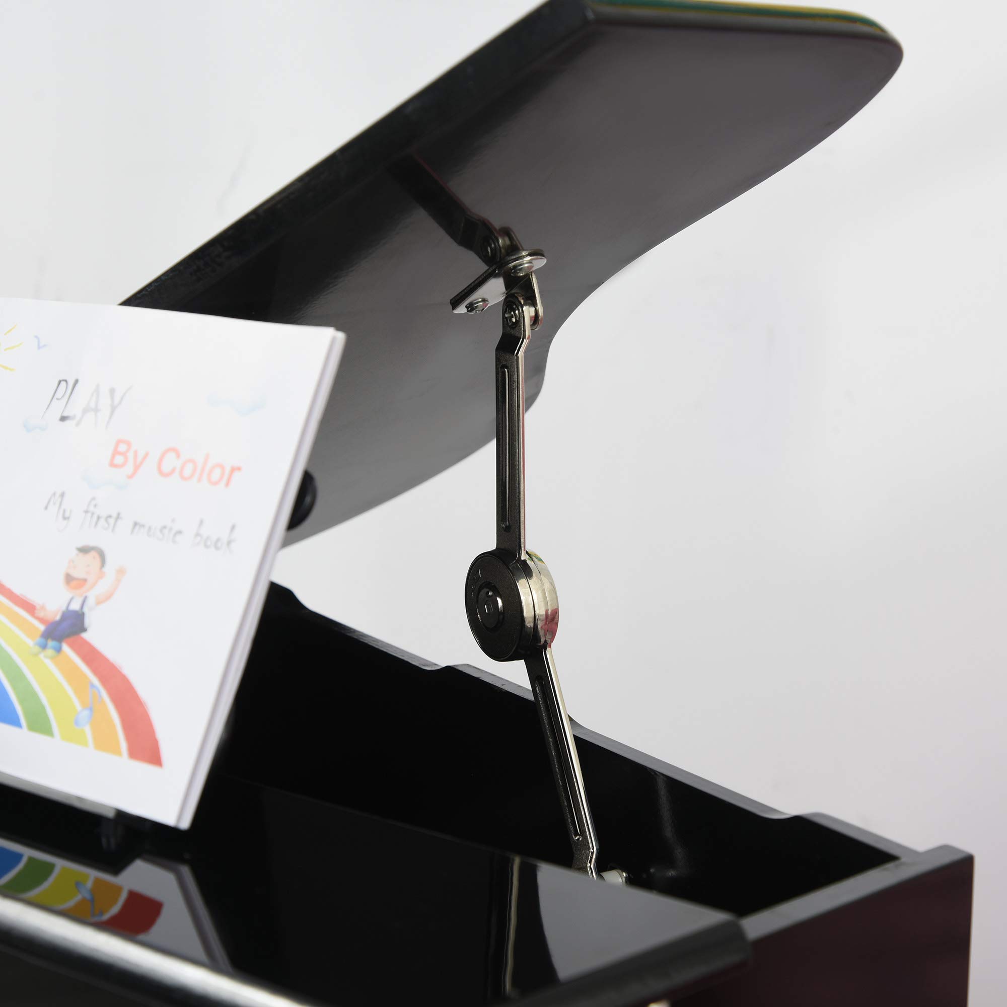 HOMCOM Piano de Cola Infantil de Madera con 30 Teclas Taburete y Atril de Partituras Piano para Niños Instrumento Musical Didáctico 52x50x49 cm Negro