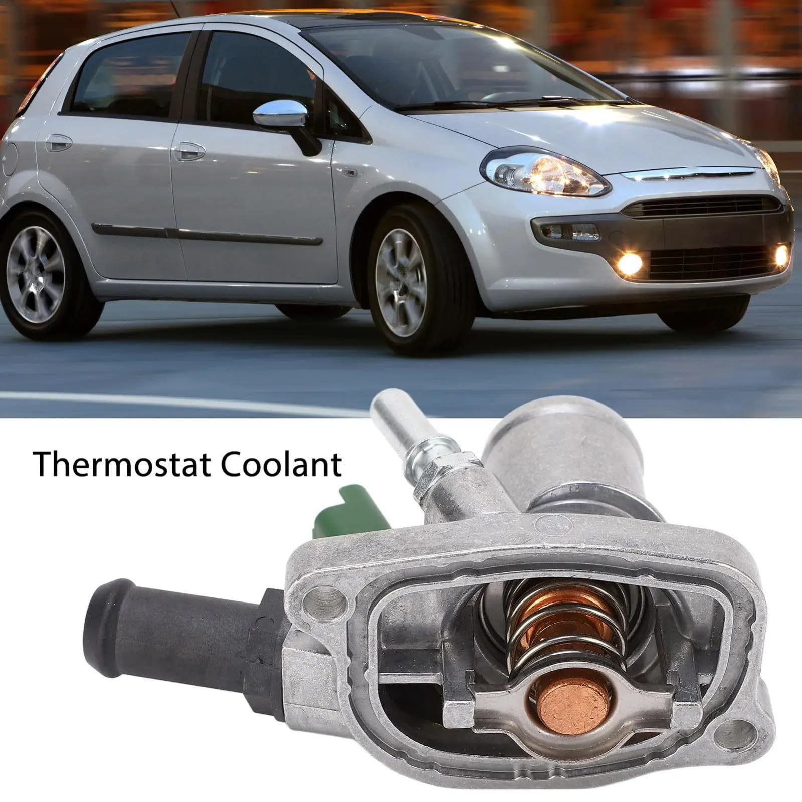 Alloggiamento Termostato Compatibile Con Fiat Per Idea 2005-2009 Per Bravo II 2008-2014 55194029 55239819 1338271 55250824 QTH642K Alloggiamento Termostato Liquido Di Raffreddamento Motore