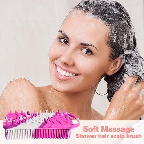 Miniatura 7 de Limpiador corporal de silicona, cepillo corporal 2 en 1 y cepillo para el cuero cabelludo para ducha y baño, fácil de limpiar, enjabona bien,