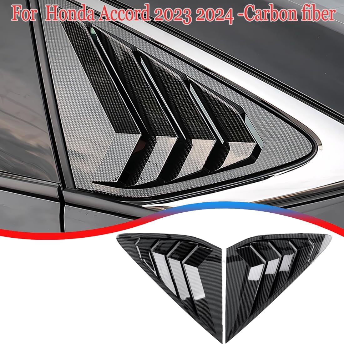 for Honda Accord 2023 2024 2PCS Rear Side Window Louvers Air Vent Scoop Shades Cover Blinds Trim - ABS Carbon Fiber Sport Upgrade Trims Interior Accessories.