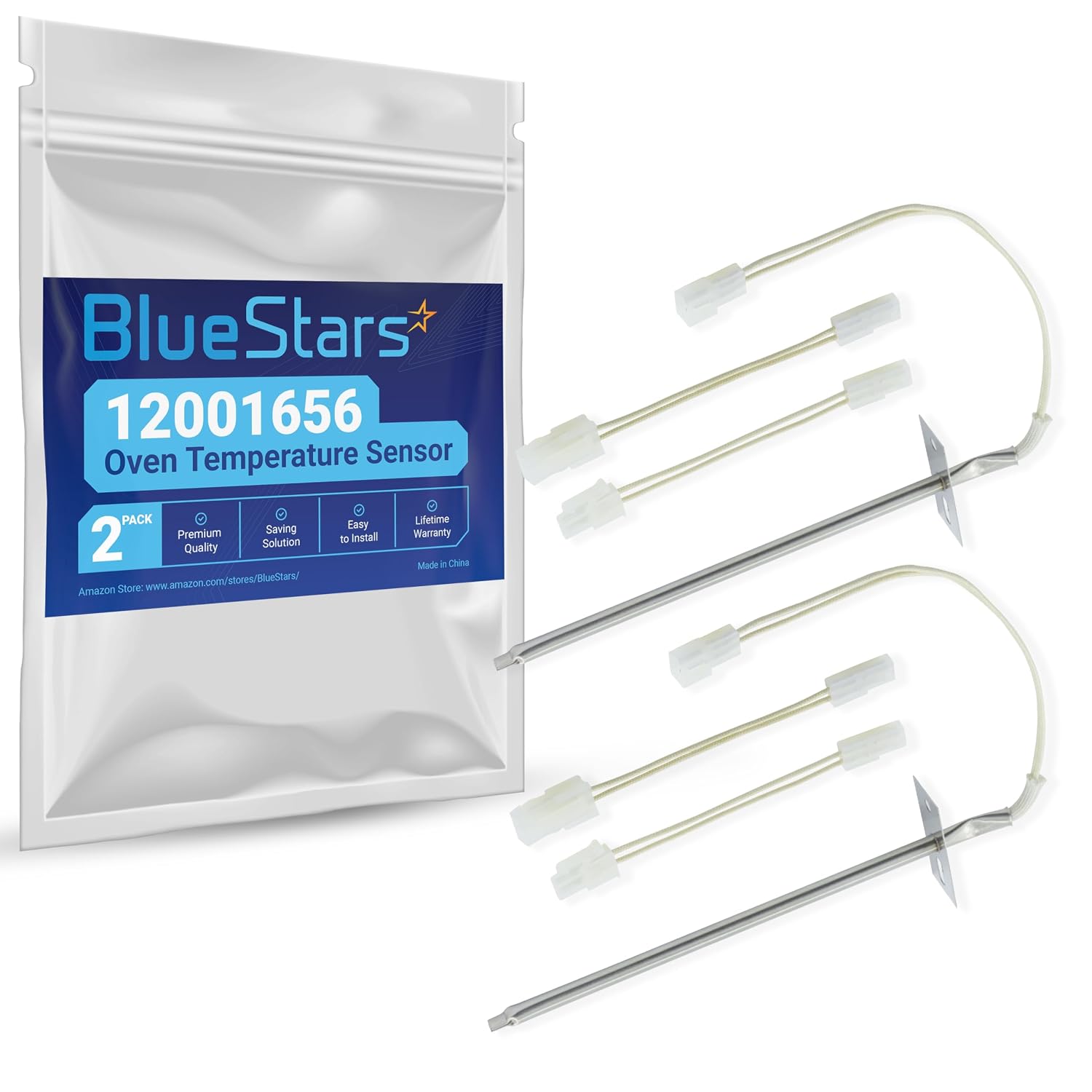 [Upgraded] BlueStars 2-Pack 12001656 Oven Temperature Sensor for Whirlpool