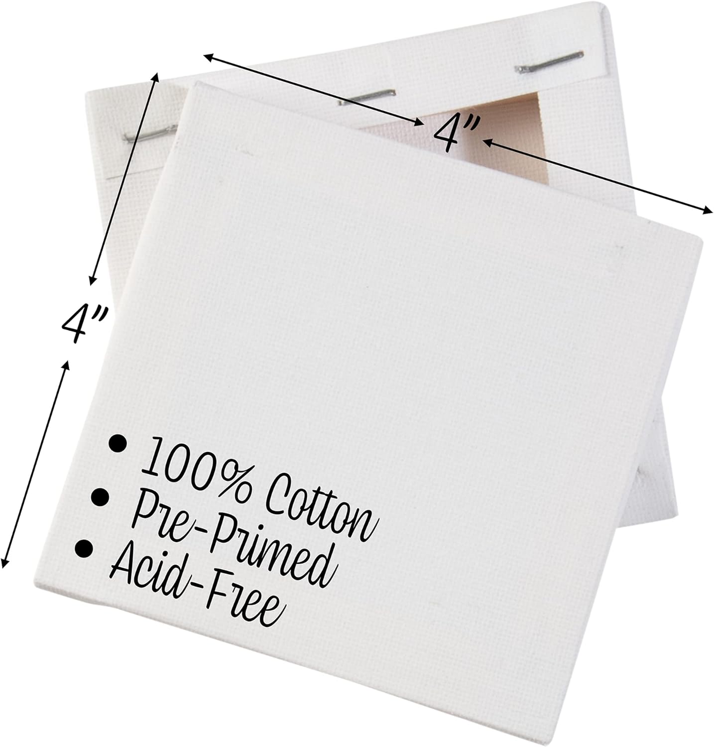 iDIY Stretched Canvas Board 4 x 4 (Set of 12) 5/8" - Classic White Blank, Pre Primed for Oils or Acrylics, 100% Cotton, Acid Free - Professional Grade for Painting or Art Project, Craft, Mixed Media - Image 2
