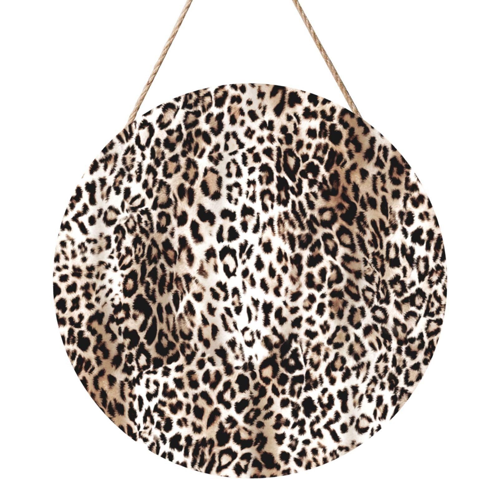 InOmak Leopard Design Pattern, Round Wood Panel Painting 12 in, Wall Hanging Painting For Home