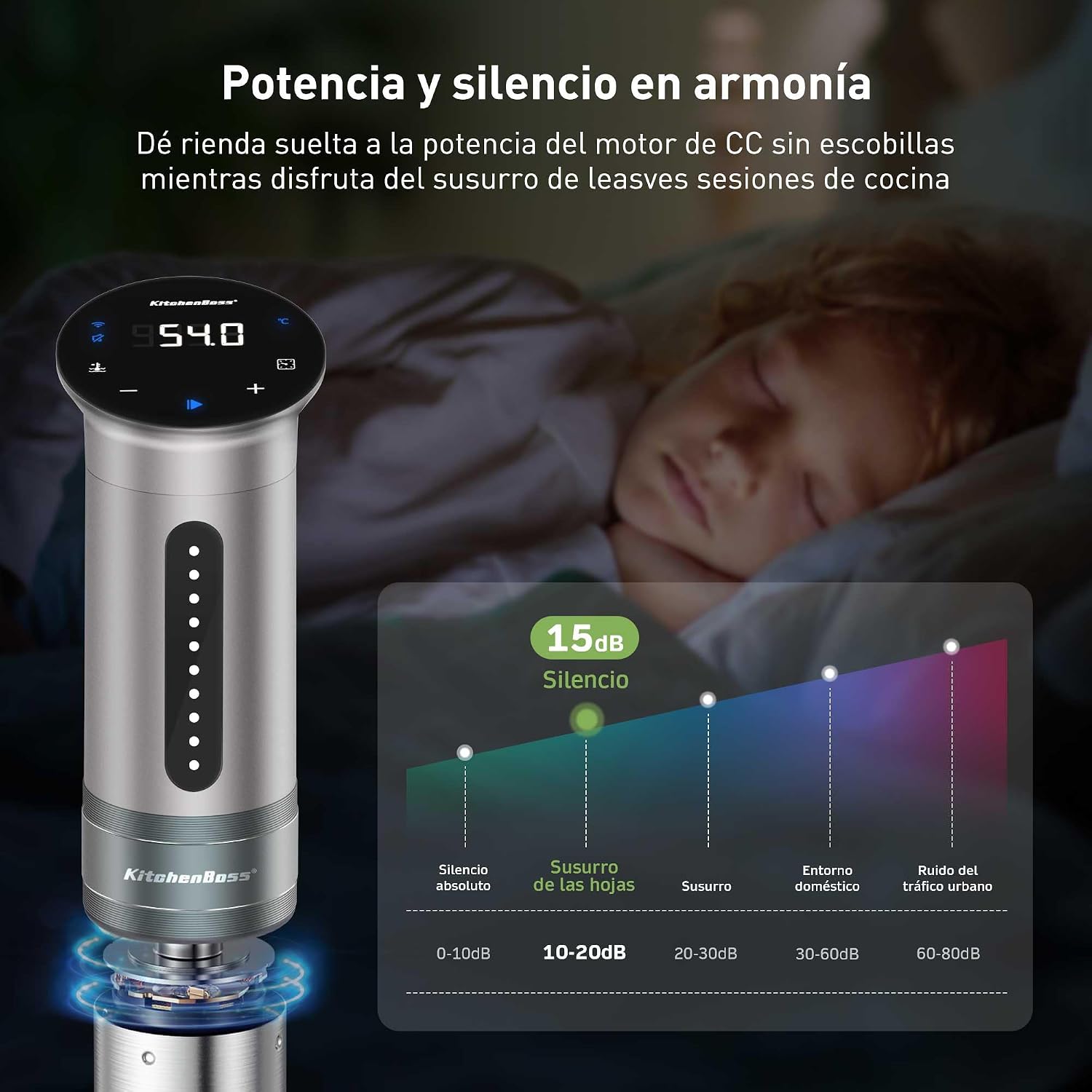 KitchenBoss Wifi Sous Vide Cooker: Ultra-quiet Sous Vide Machine Immersion Circulator APP Control 1100W, IPX7 Waterproof Sous Vide Precision Cooker Accurate Temperature Fast-Heating, Silver image 5