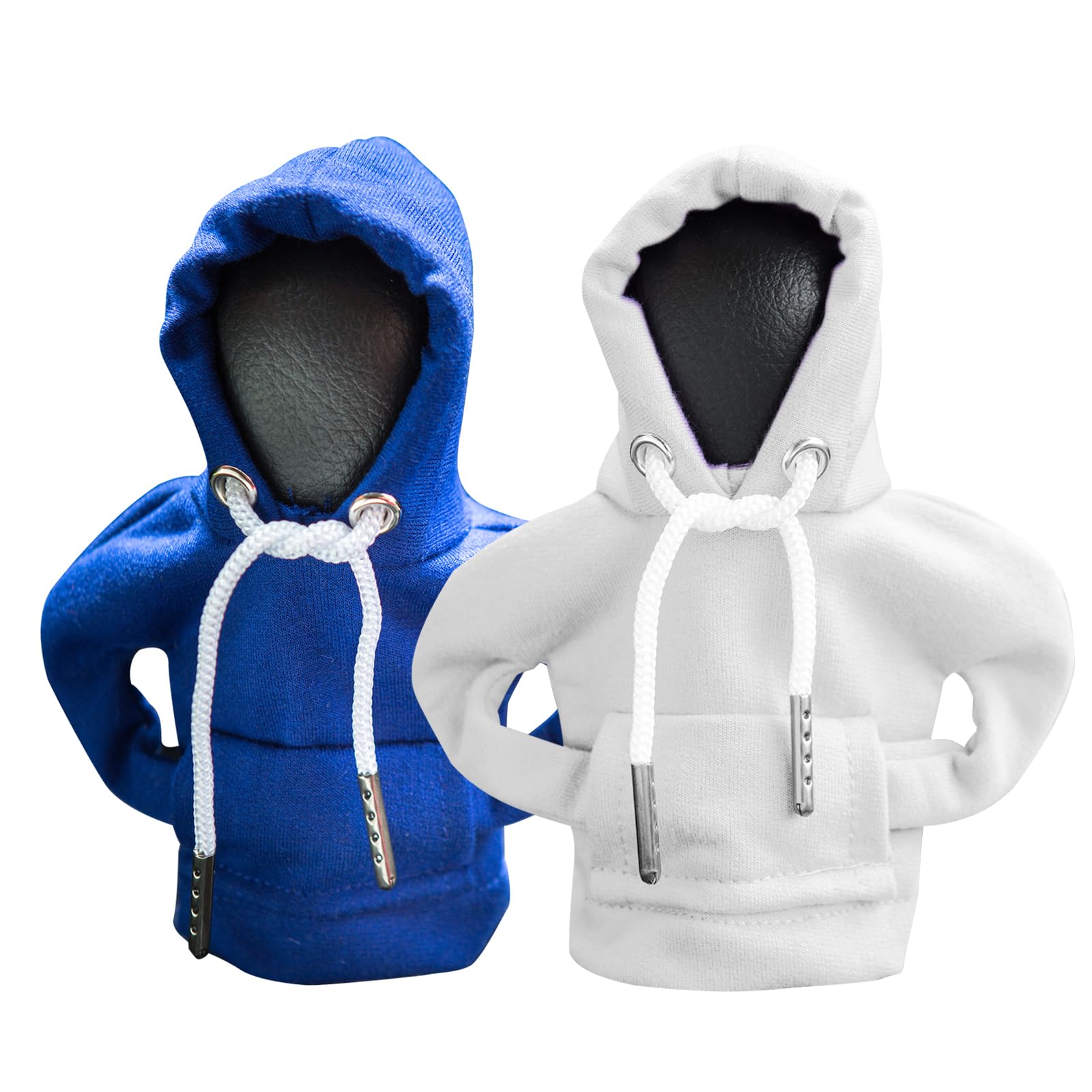 2Pcs Car Shift Knob Hoodie,Gear Shift Hoodie,Funny Sweater Hoodie for Gearshift,Automotive Interior Accessories（Blue and White）