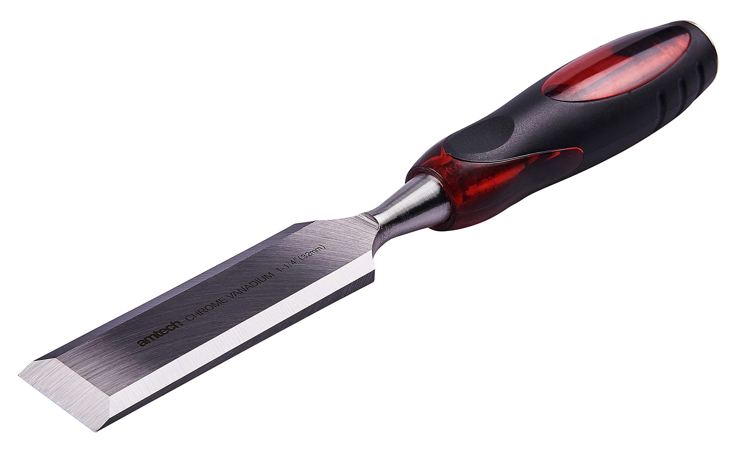 Amtech Transparent - 1¼In Be Wood Chisel With Soft Grip, Cr-V Blade And Metal Cap, Ideal For Joinery And Fine Wood Finishing Tasks