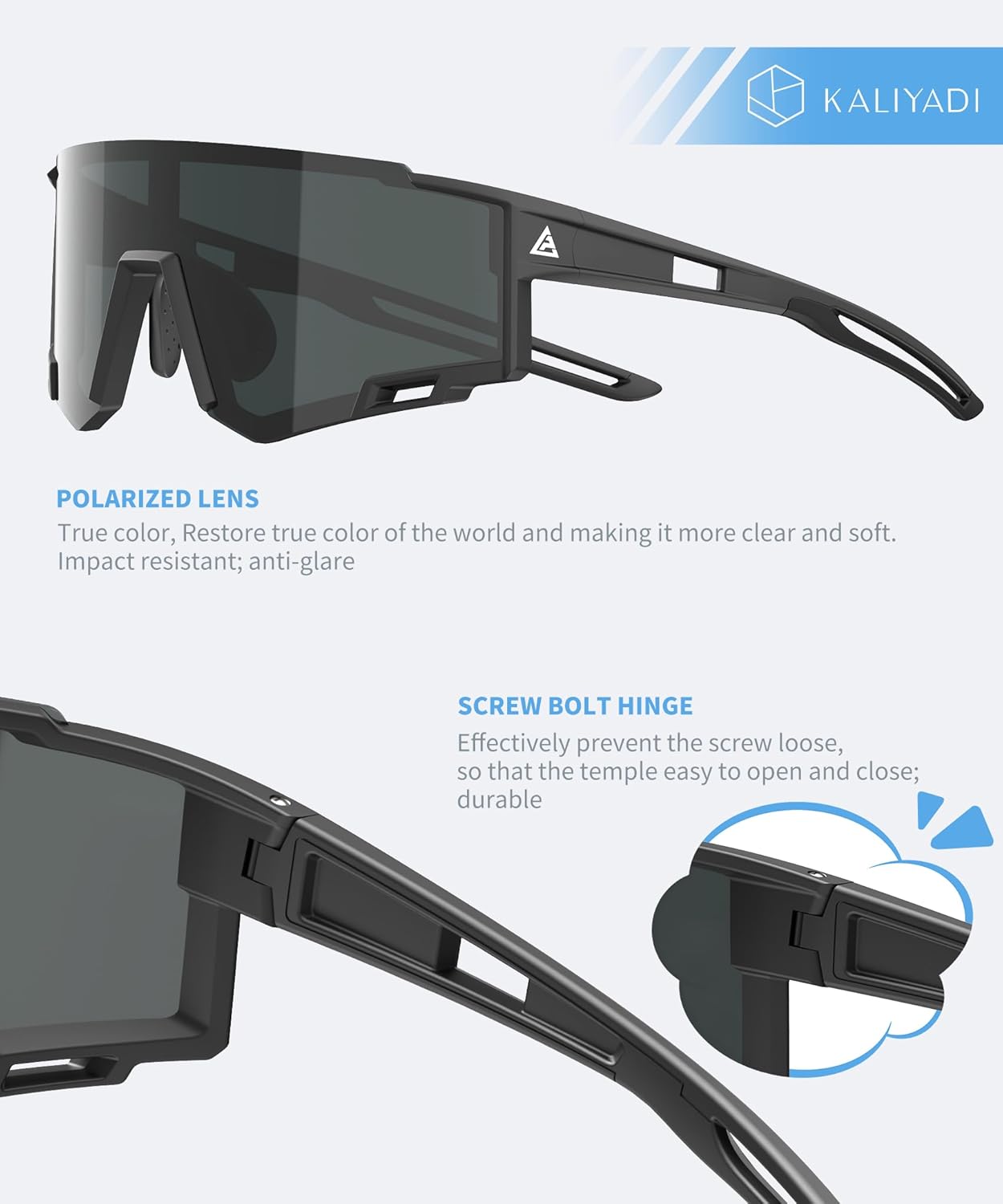 KALIYADI Polarized Kids-Sunglasses Sports Sunglasses-for-Kids: Boys Girls Sun Glasses with UV400 for Running Cycling Age 6-14