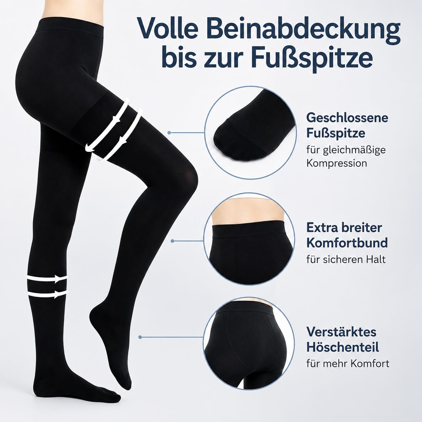 Medizinische Kompressionsstrumpfhose Damen Lang 22-32mmHg Klasse 2,Blickdichte Stützstrumpfhose mit Geschlossener Fußspitze,Kompressionsstrümpfe für Schwangerschaft Lipödem Flug & Krampfade Ödeme