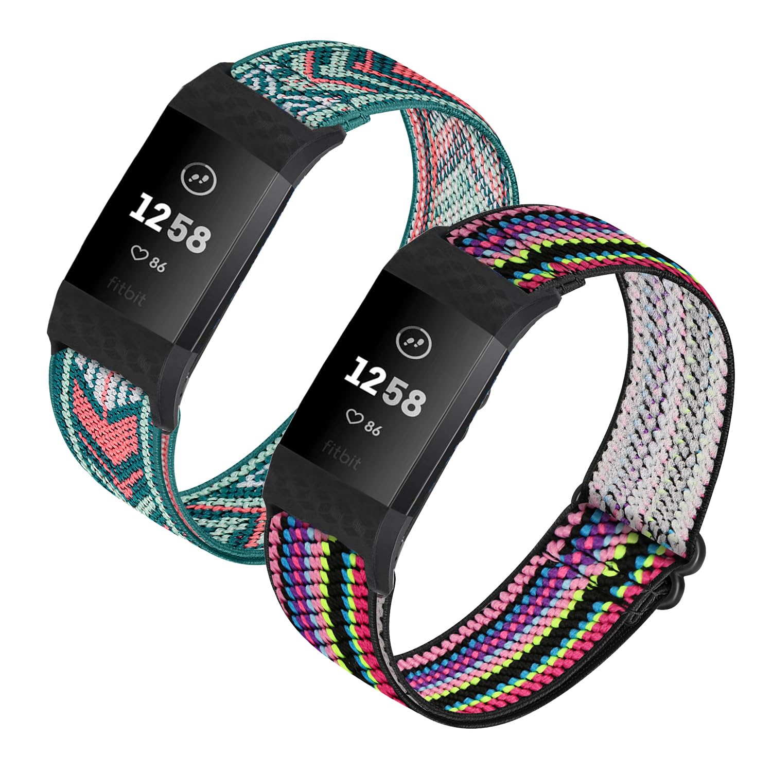 HUYIIO 2 Pack Adjustable Elastic Watch Strap Compatible with Charge 2 Straps