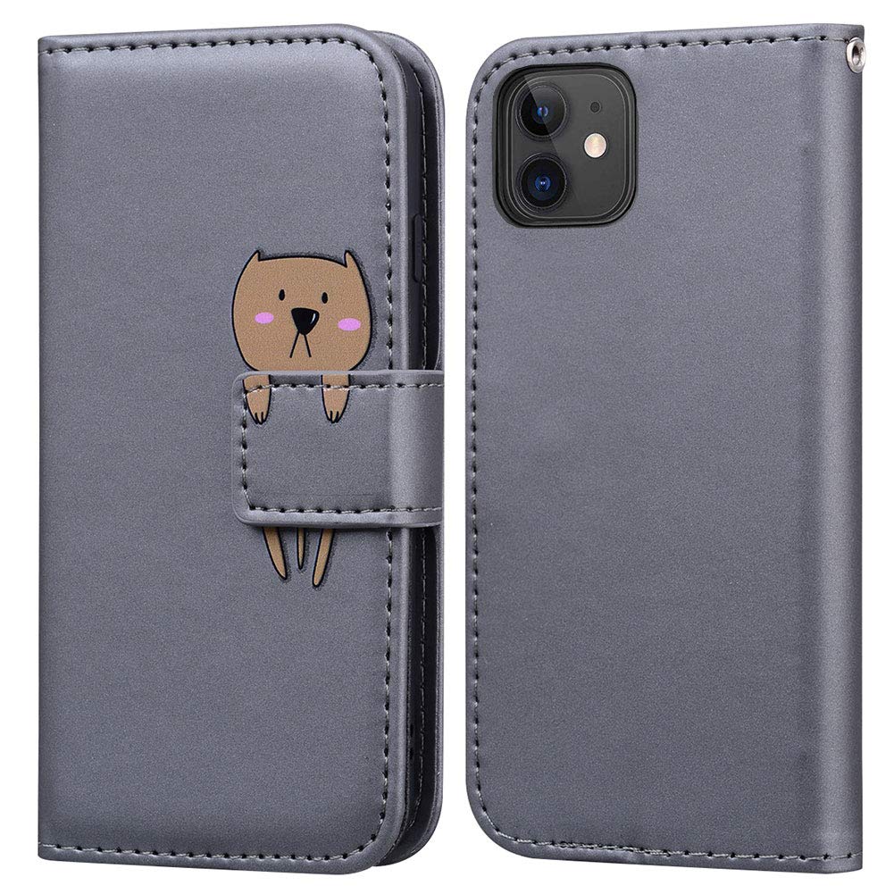 Ailisi Cover Portafoglio Per IPhone 6/6S (4,7") – Custodia In Pelle PU Con Cute Orso Grigio, Supporto E Chiusura Magnetica