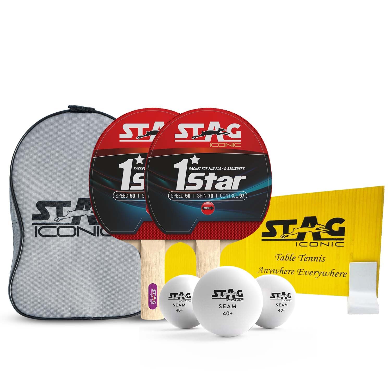 Buy STAG ICONIC 1 Star Table Tennis Playset | 2 Rackets, 3 ABS Balls ...