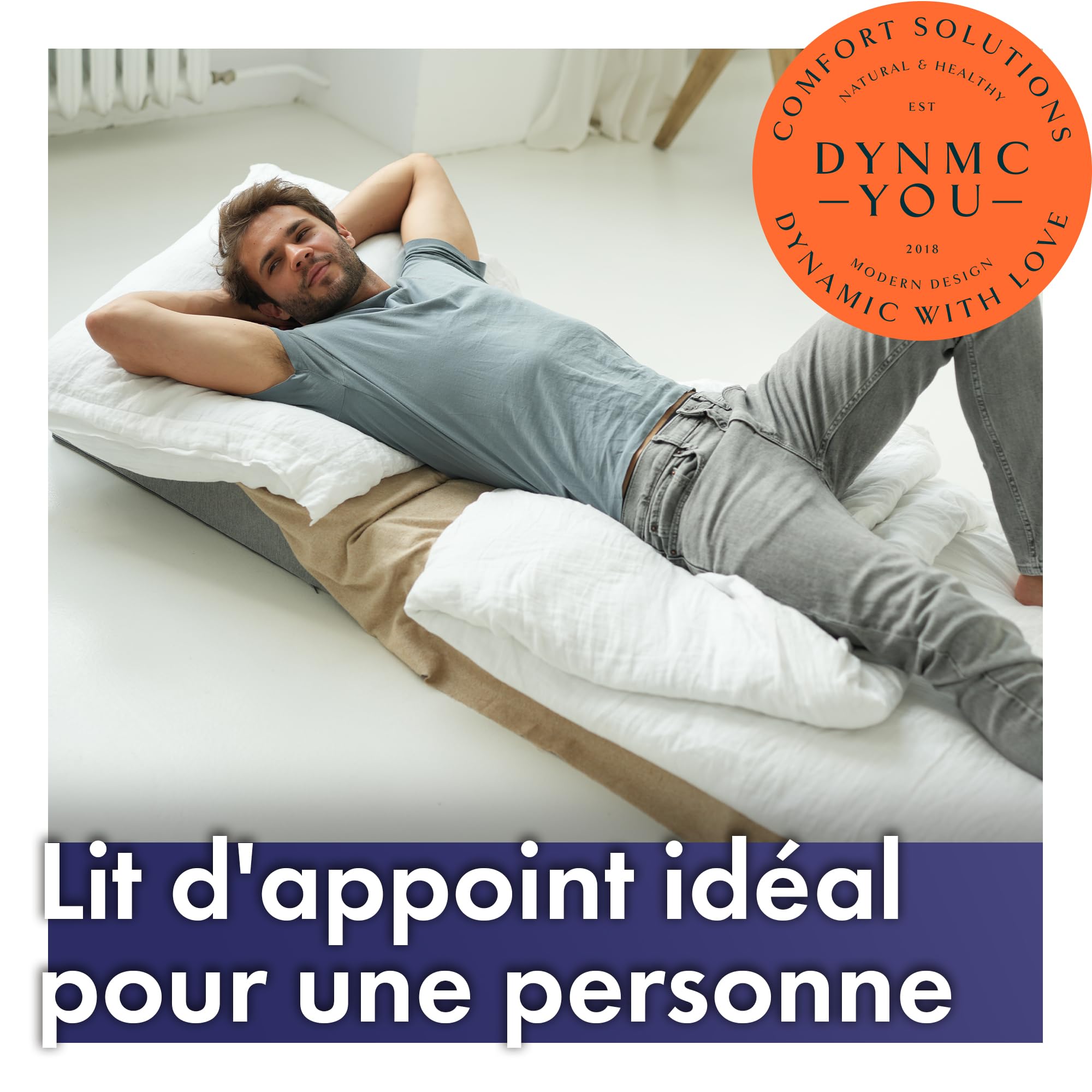 Matelas Pliable 1 Personne Extra Épais et Confortable – Matelas d’Appoint Léger et Compact pour Sol, Invités, Van, Camping – Lit Pliant Facile à Transporter et à Ranger – Couchage Adulte Nomade