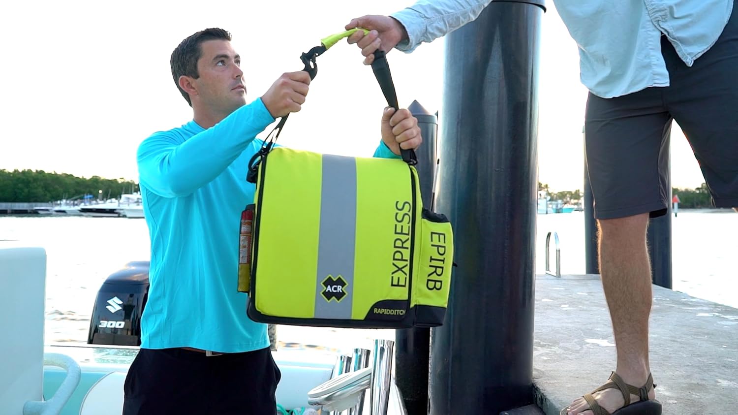 ACR RapidDitch Express: Buoyant Abandon Ship Gear Bag with Bulkhead Mount is a Compact Emergency Survival Kit for Boating and Offshore Rescue, including EPIRB Housing. (2279)
