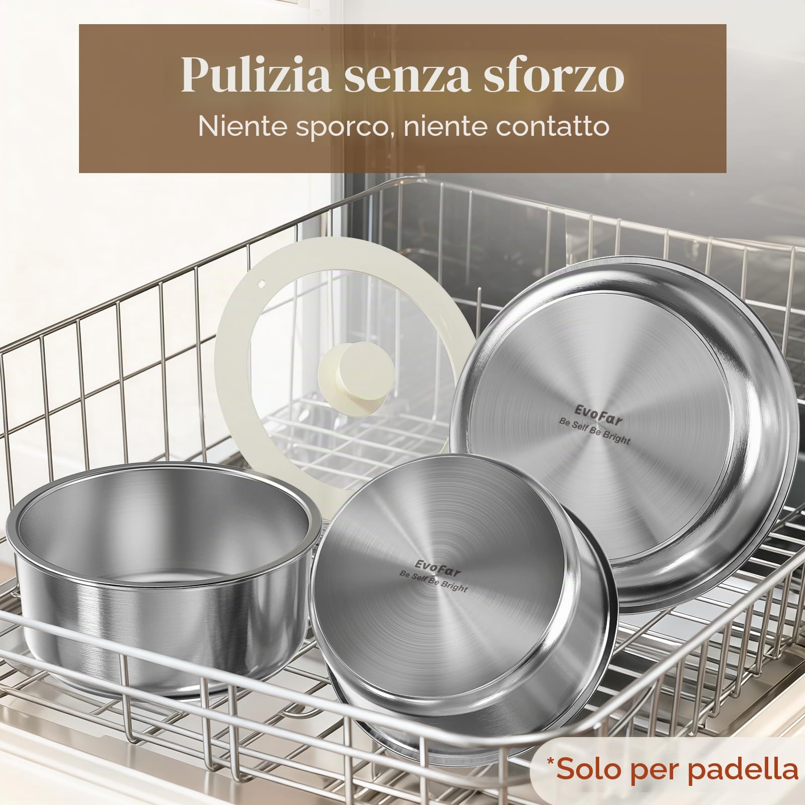 Set di pentole e padelle in acciaio inossidabile da 10 pezzi, set di pentole senza rivestimento con manico rimovibile, padella da 24 cm, pentole da 18/20 cm, impilabili, per tutti i tipi di