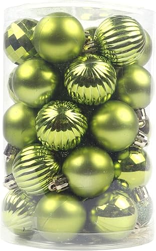 Miniatura 112 de YYCRAFT Adornos de bola de Navidad de 34 quilates de 1.2 pulgadas para árbol de Navidad, decoraciones de Navidad, ganchos inastillables incluidos