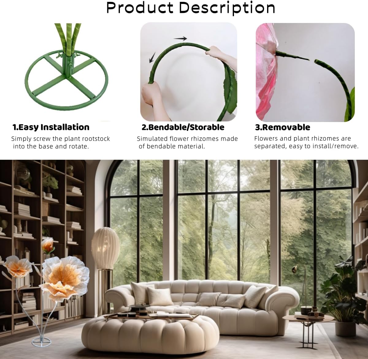 Giant Flowers for Decoration, 5.9 Ft Large Artificial Flower Decor Waterproof Paper Flowers for Birthday Party Garden Office Home Wedding Christmas Shop Window Display (Cranberry) - Image 5