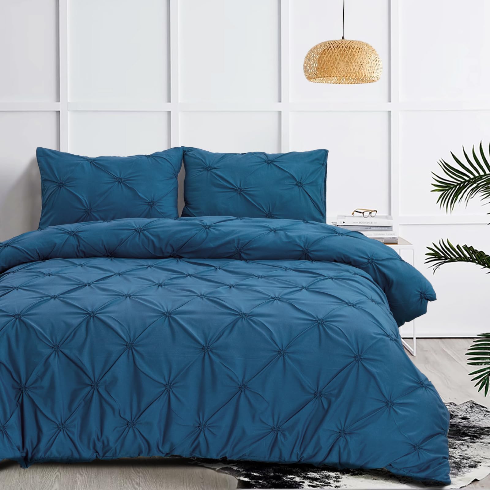 Set Copripiumino Boh&eacute;mien - Microfibra Con Pompon, 200x200cm, Rosa Floreale, Con Federe