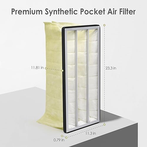 Miniatura 9 de 2 filtros de aire de bolsillo sintético MERV 11 para 750-ER Air-Tech HP Jet AFS-1000B AFS-1000C, 3 filtros de bolsa interior compatibles con JDS