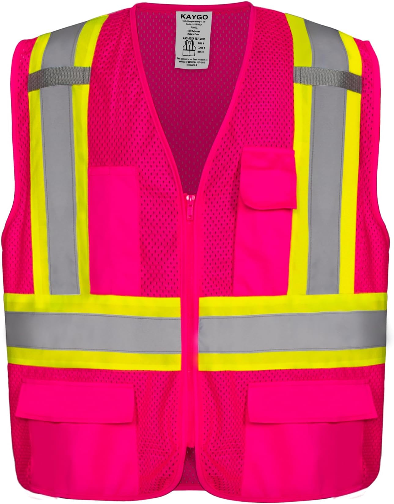 KAYGO Safety Vest with Pockets - High Visibility Reflective Vest ANSI Class 2 Construction Vest