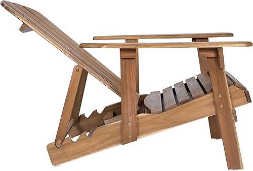 Miniatura 8 de Malibu Adirondack Chair Rustic Acacia Wood Folding Patio Seat - Water-Resistant Outdoor Furniture for Backyard & Garden Relaxation - Traditional