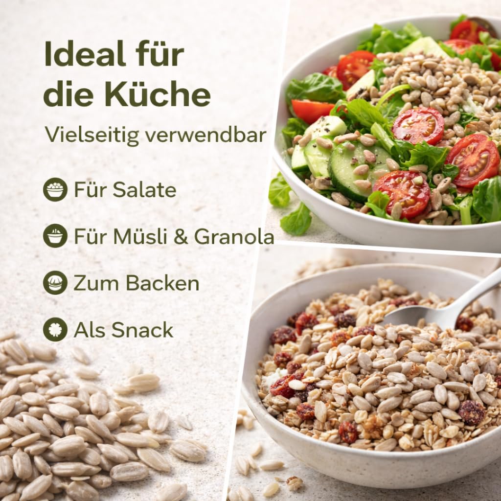 GiDeli Sonnenblumenkerne geschält 20 kg im Eimer - Roh und Ungesalzen - Gesunder Snack für Menschen - Ideal zum Essen, Backen und Kochen