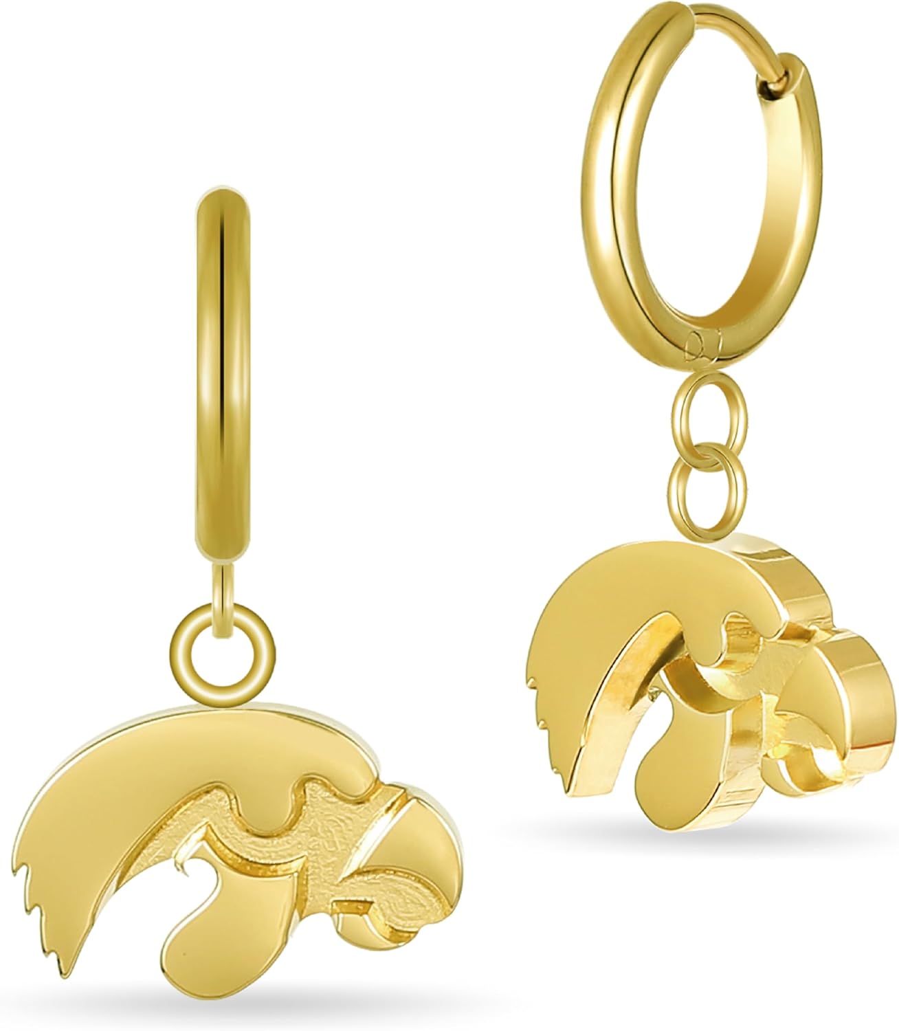Stone Armory Earrings for University of Iowa Jewelry Gifts for Women, Graduation – Stainless Steel Skin-Friendly Iowa Hawkeyes Earrings 18K Gold Finish Hawkeyes Hoops