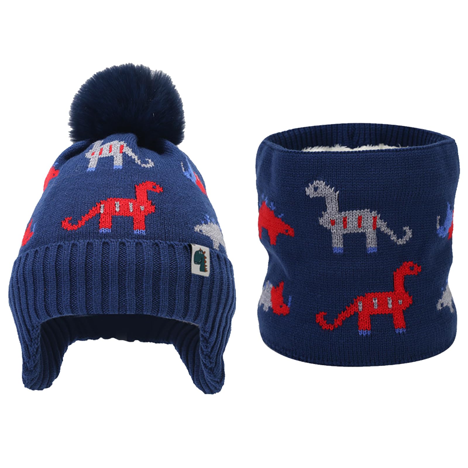 DKDDSSS Conjunto de Gorro y Bufanda Circular de Punto de Invierno para Niños - Sombrero Caliente