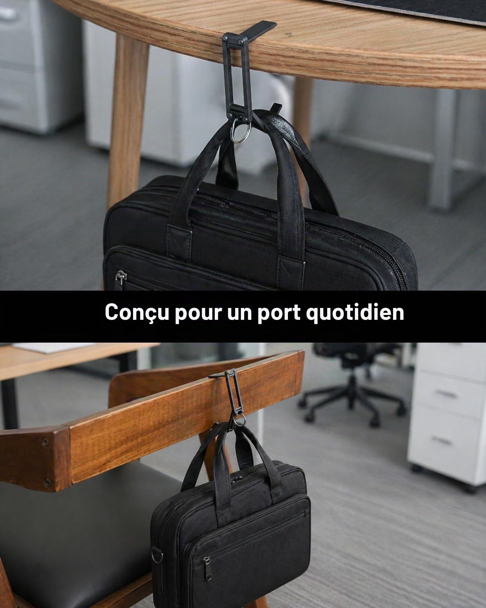 sayram ST5 Crochet de Sac en Titane pour Table, Porte-Sac Pliable, Accroche-Sac Portable pour Sacs à Main et Sacs à Dos (Brillant)