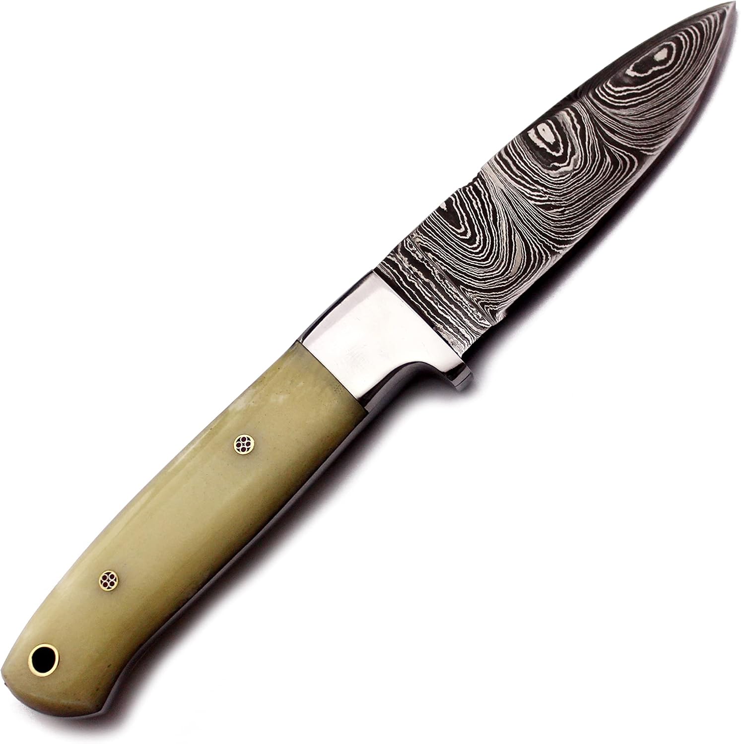 Handmade Damascus Steel Knife for Hunting,Survival,Camping,Bushcraft,and Fishing-Fixed Blade Dagger with Drop Point Full Tang-Micarta Handle with Cowhide Leather Sheath DCX 22-250