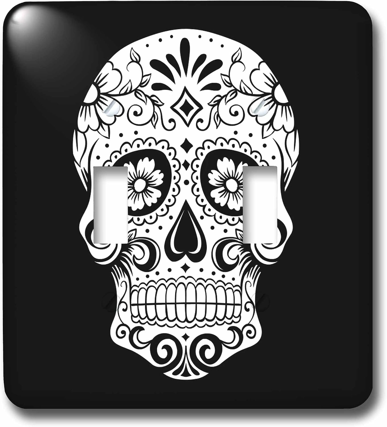 3dRose lsp_201868_2 Picture Of A Skull White On Black Background - Double Toggle Switch