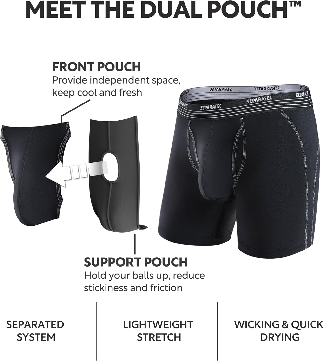 Separatec Mens Underwear with Pouch for balls Anti Chafing Underwear Men Athletic Sport Performance Long Boxer Briefs 3 Pack - Image 7