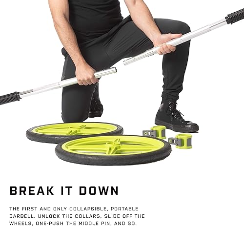 Miniatura 2 de AXLE Juego de pesas de barra, barras y pesas de entrenamiento de fuerza compatibles con banda de fuerza, barra de peso versátil y plegable para peso