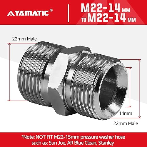 Miniatura 9 de YAMATIC Conector de manguera para lavadora a presión, acoplador macho doble M22-0.551 in de latón macizo, adaptador de extensión de manguera