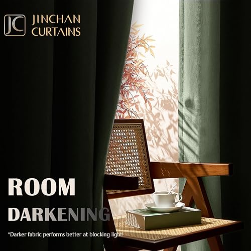 Miniatura 5 de jinchan - Cortina oscurecedora con textura de lino, de 72pulgadas de largo, con aislamiento térmico y ojales en la parte superior, para sala de