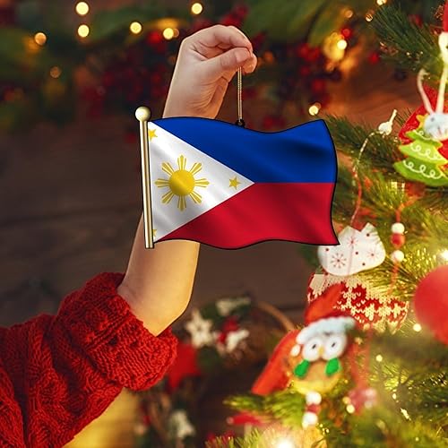 Miniatura 4 de WoGuangis Adorno acrílico de Navidad de Filipinas, decoración de árbol de Navidad, adorno de Navidad nacional para niños, bandera de Filipinas,