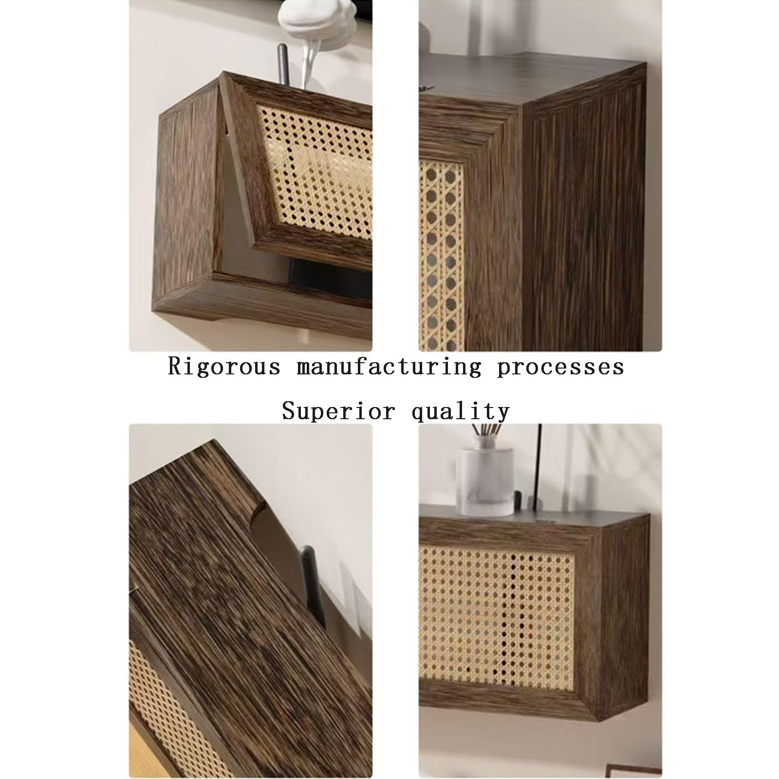 Rattan-WLAN-Router-Aufbewahrungsschrank for Kabelmodems Und Netzwerkgeräte – Hölzerne WLAN-Router-Box, Stilvolles Design Mit Belüftung Kabelmanagement