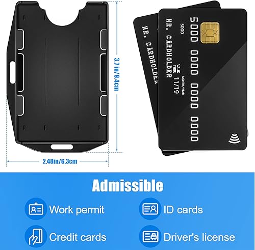 Miniatura 3 de Paquete de 30 portatarjetas de 2 caras, de plástico duro, de plástico duro, para tarjetas de identificación, acceso vertical y horizontal,