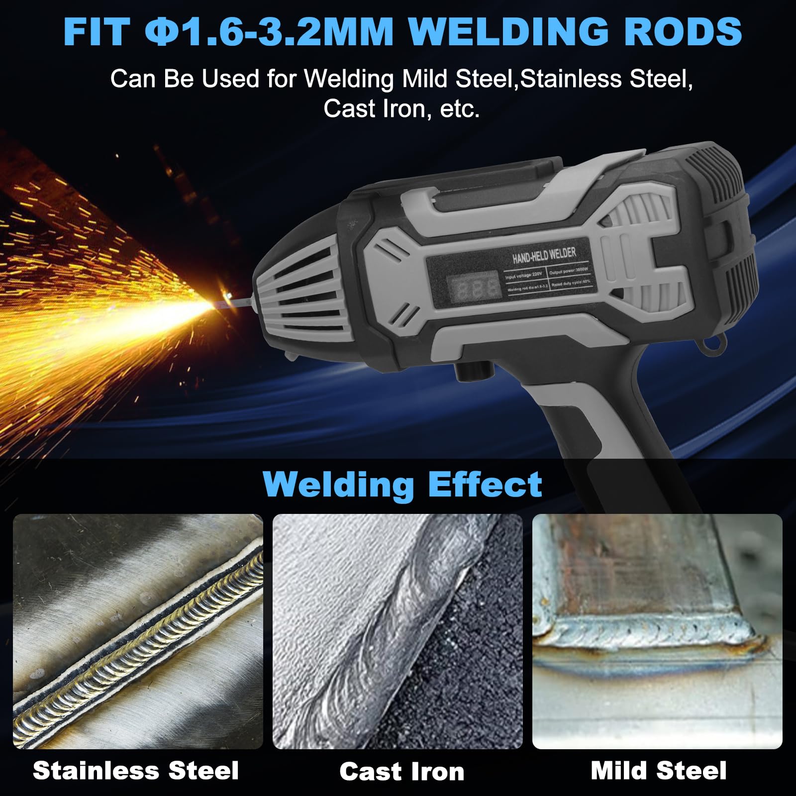 Umelee Portable ARC Welder 220V, Handheld Welding Machine with Welding Rod Clamp, 5 Welding Rods, Handheld Mask - Image 6