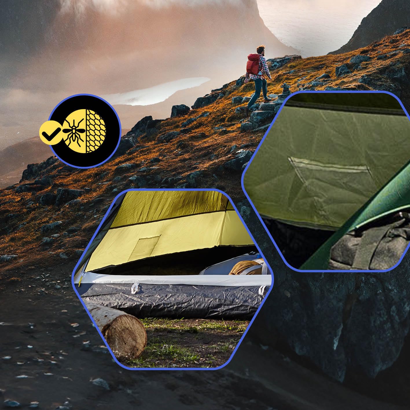 Lumaland Tenda da campeggio pop-up | tenda a cupola per 2-3 persone 215 x 195 x 120 cm | 4 stagioni | tenda da trekking e festival | leggera, impermeabile e robusta | montaggio semplice, veloce