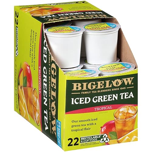 Bigelow - Té verde helado tropical, K-Cup, 0.10 onzas, 22caja