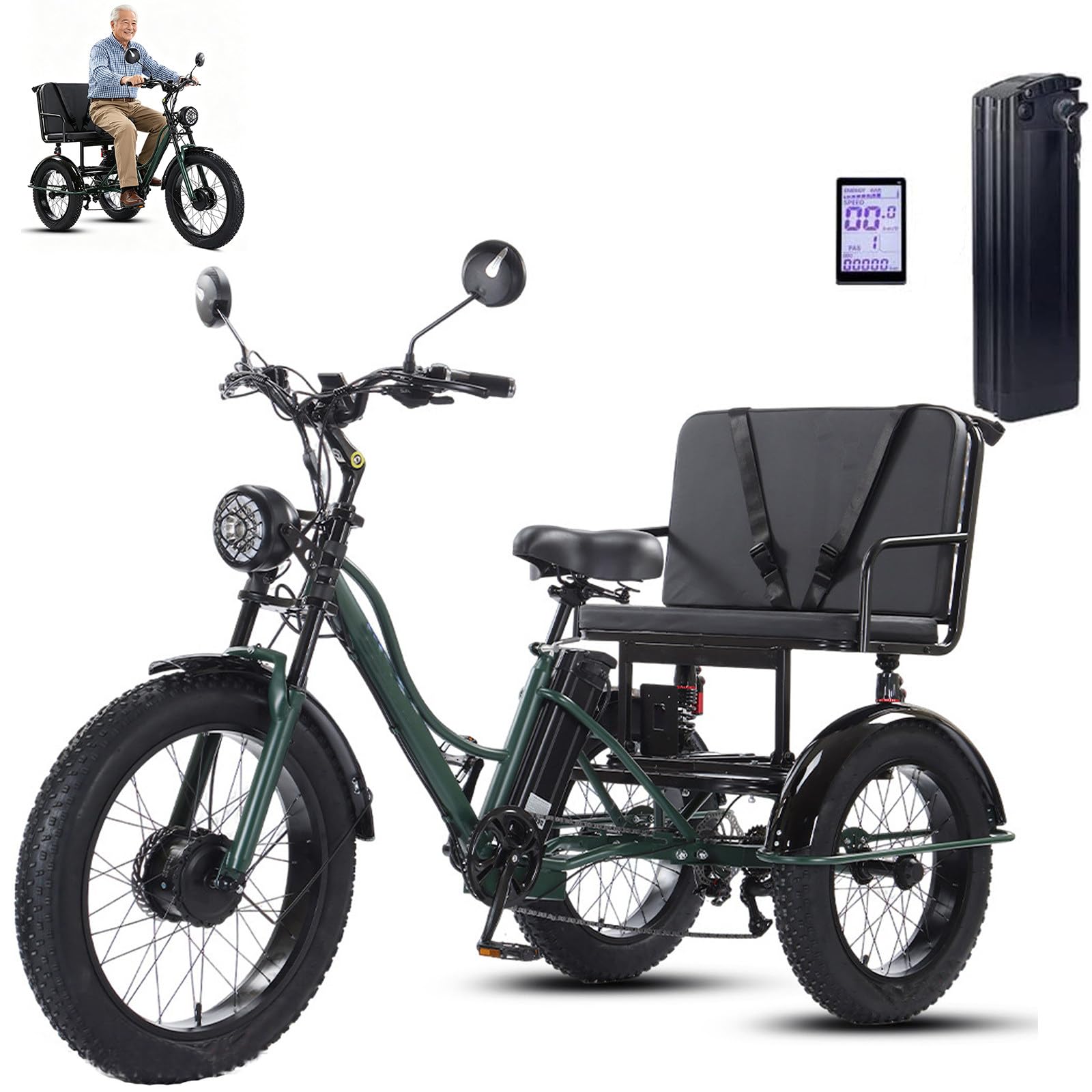 Tricycle Électrique pour Adultes Maires 24 Pulgadas Carga 200Kg Mobilité