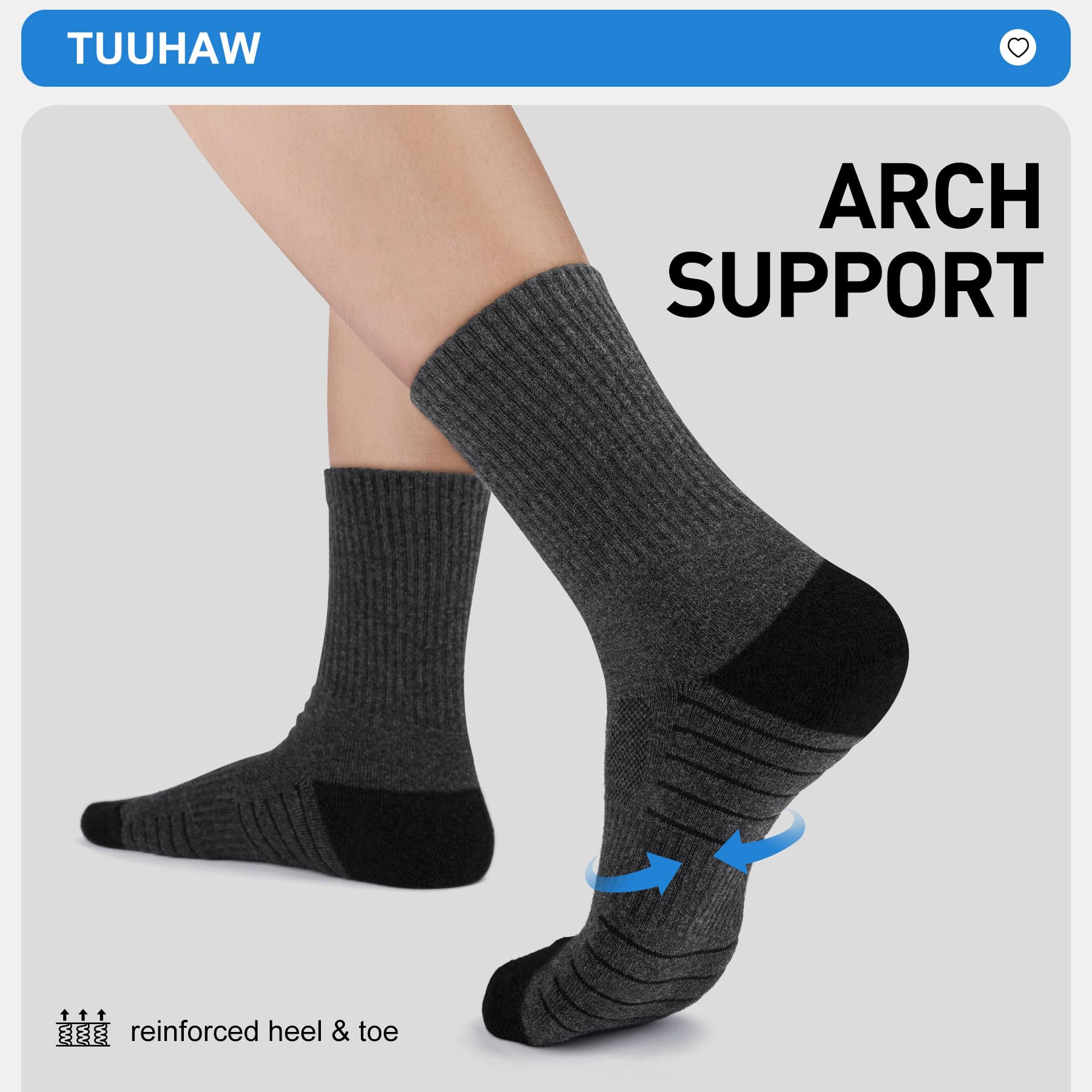 TUUHAW 6/12 Paia Calzini Uomo e Donna Sportivi Lunghe Cotone Sport Calzettoni con Buona Elasticità Alti Socks Calze Traspiranti
