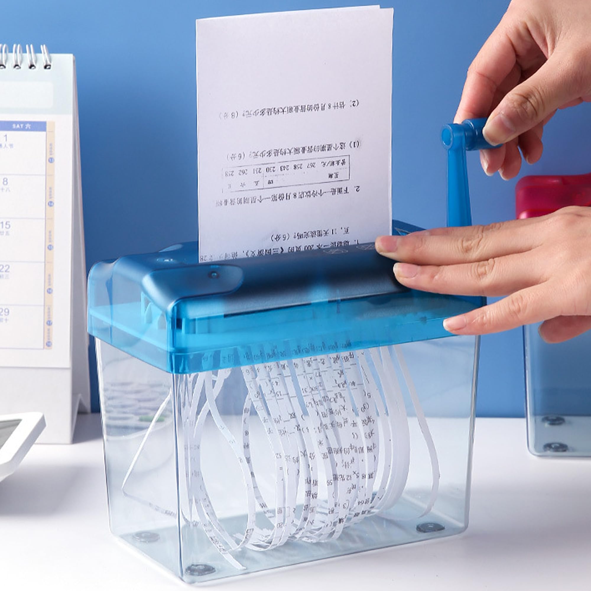 A6 kleiner manueller Schredder, unter Silikon Anti Rutsch Schredder, verwendet für Dokumente, Home Office, Desktop Zubehör, Kleine Tragbare Papiermaschine mit geradem Schneidwerkzeug