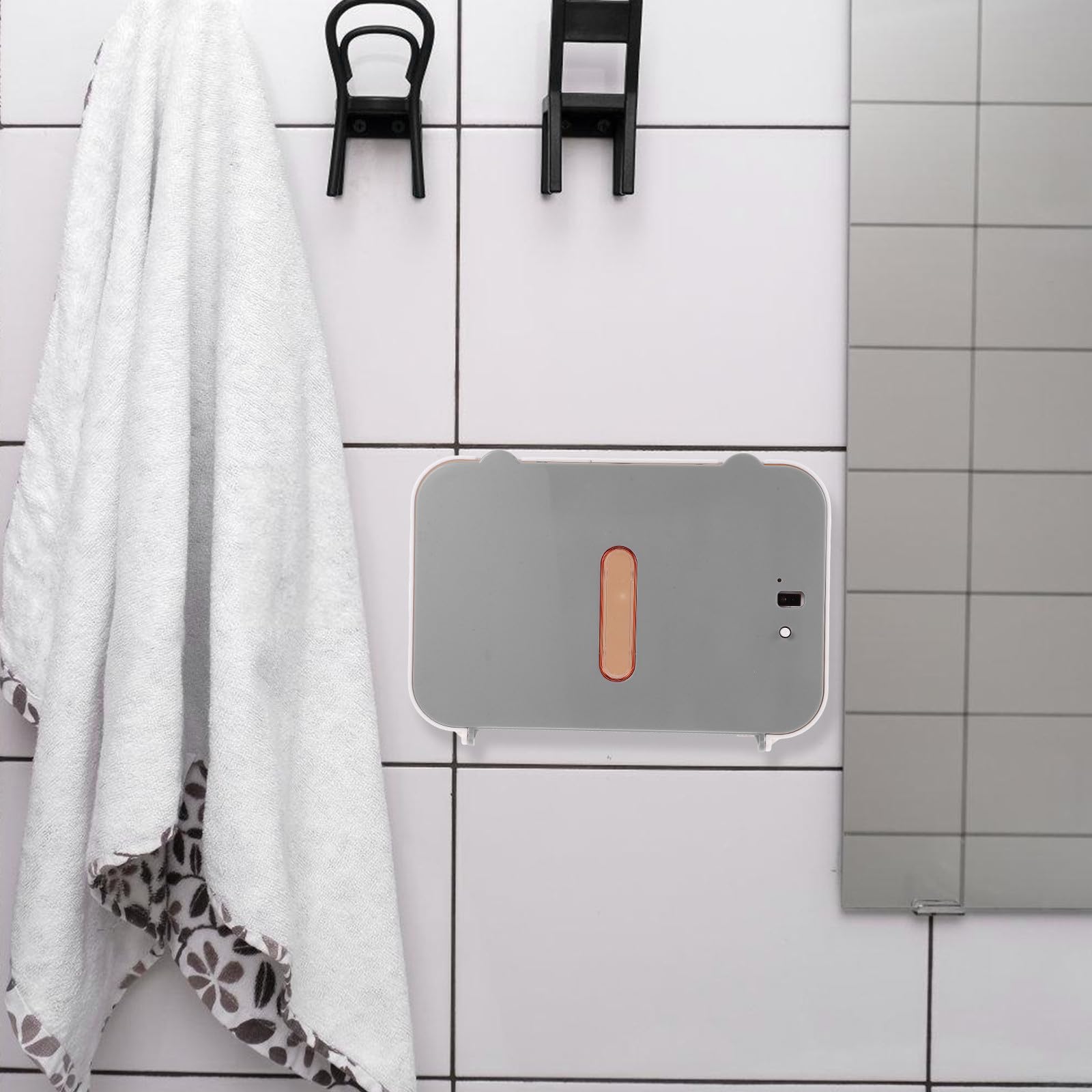 Hohopeti Dispensador Automático de Toallas de Papel para Baño con Sensor sin Tocar, Montaje en Pared, Material ABS y Metal, Capacidad para Varios Rollos, Diseño Moderno y Elegante