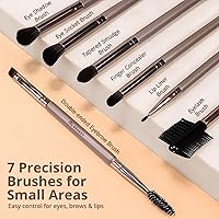 Vista 4 de BEAKEY Juego de 12 brochas de maquillaje veganas, fibras suaves de Taklon de alta densidad, mangos de abedul duraderos, sin pérdida de cerdas