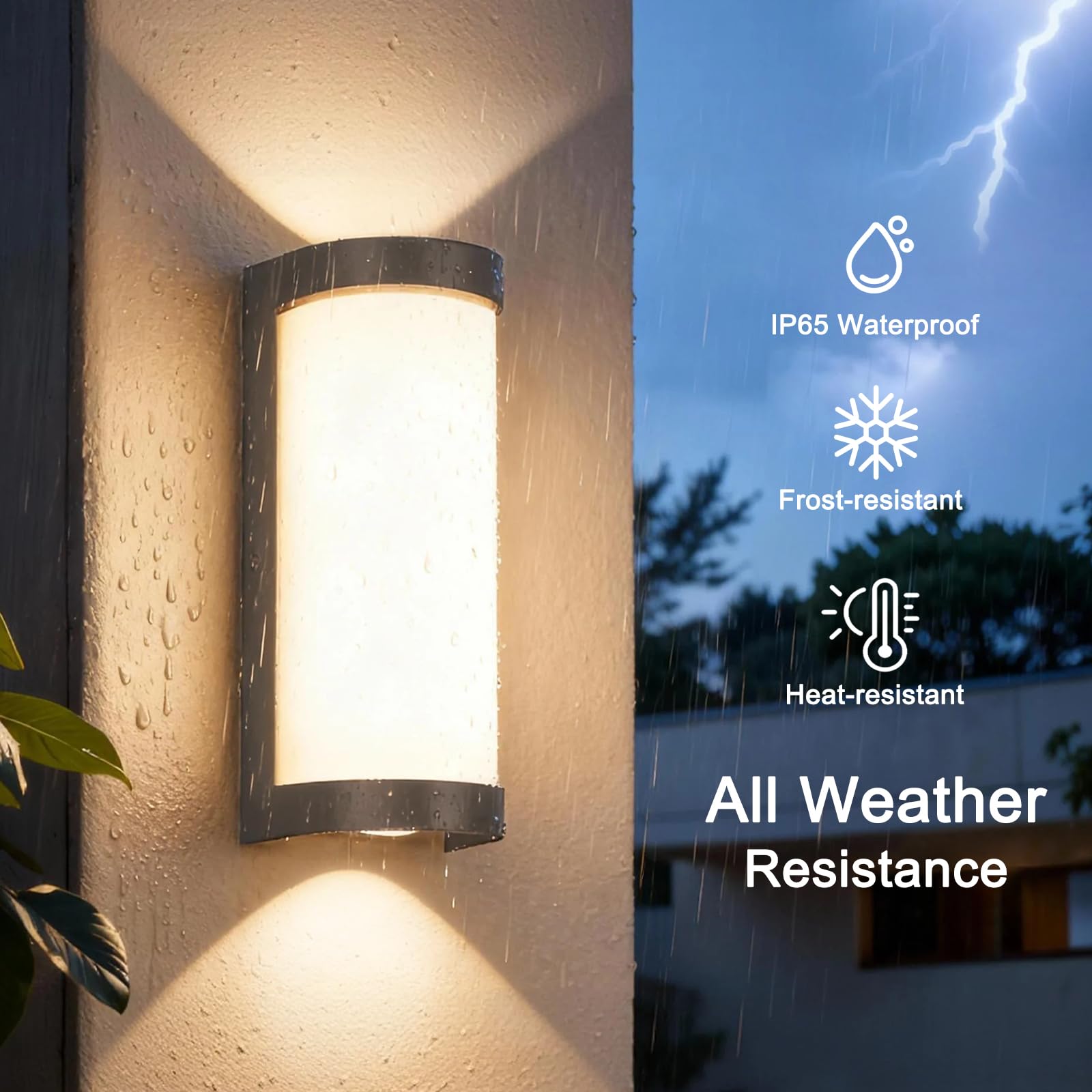 YindaLux Lampa LED 24 W, antracyt, IP65, wodoszczelna 3000 lm, do użytku wewnętrznego/Estern, 3000K Bianco Luci da Estern, aplikacja Alluminio na taras, wejście, Corridoio