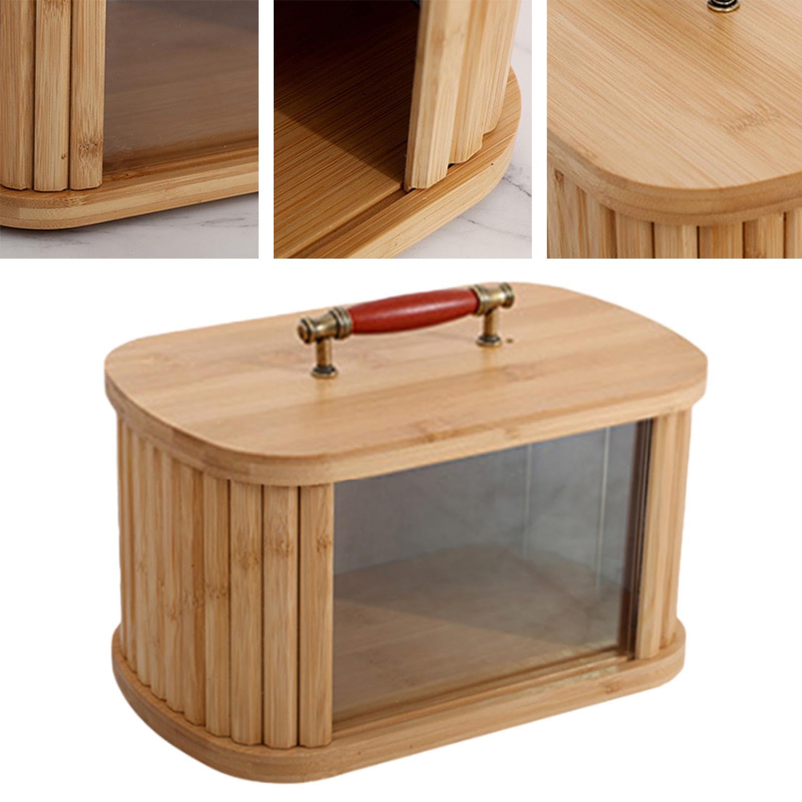 Caja de Madera con Ventana Transparente, Contenedor de Almacenamiento, Caja de Regalo, Cesta de Almacenamiento, Ideal para La Cocina Y Ocasiones, Madera 29cm, Individual